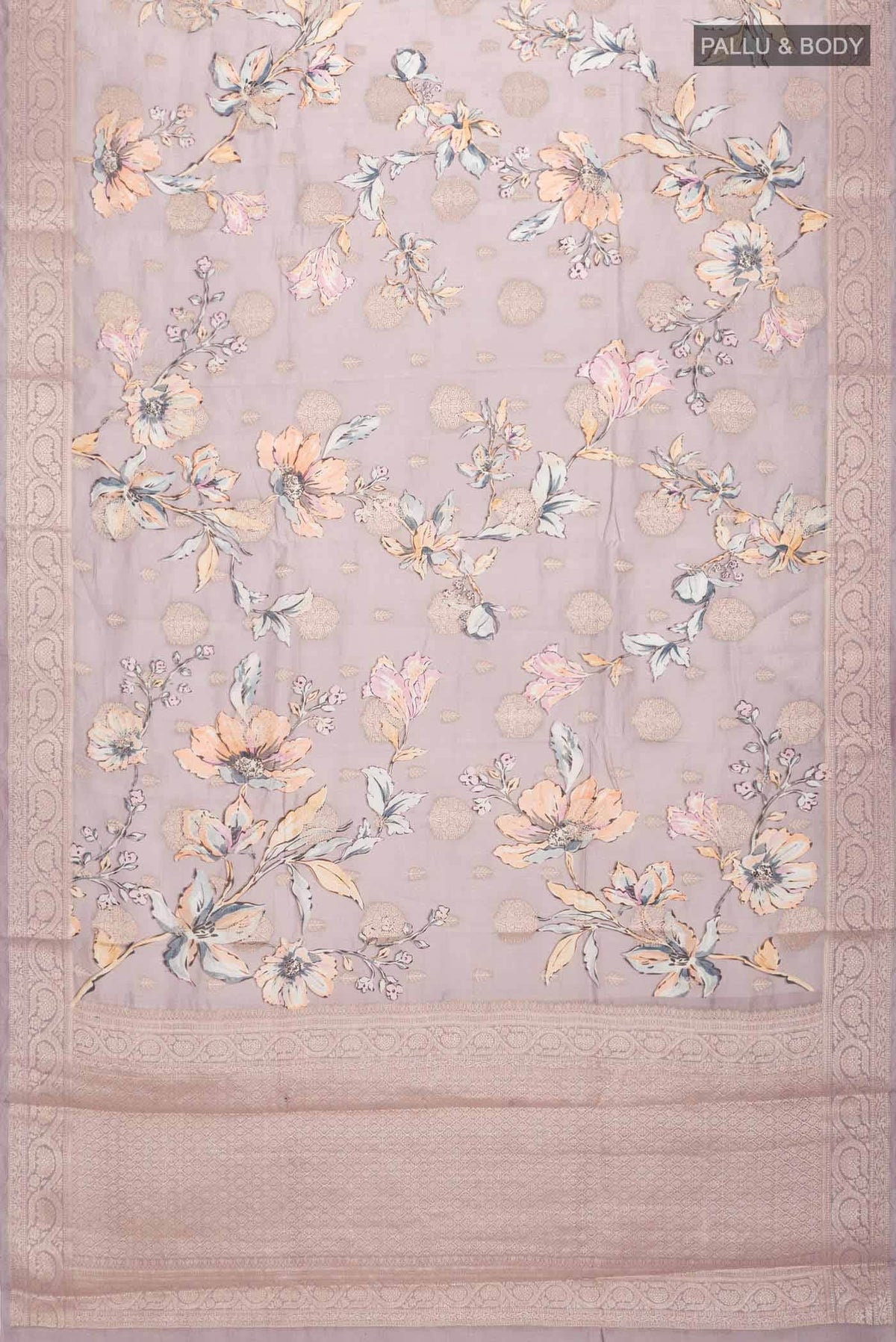 Lavender Tussar Silk Saree