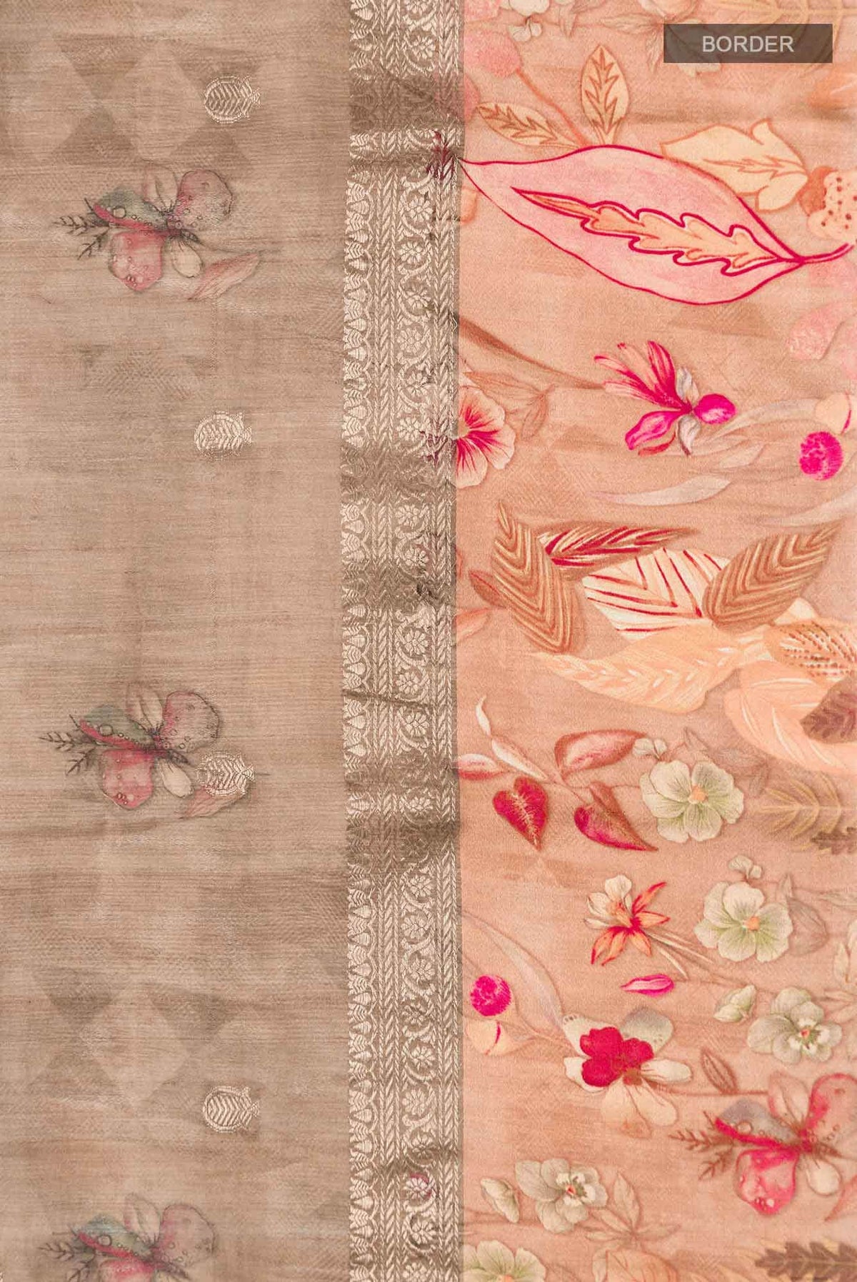 Brown Bhagalpuri Tussar Silk Saree