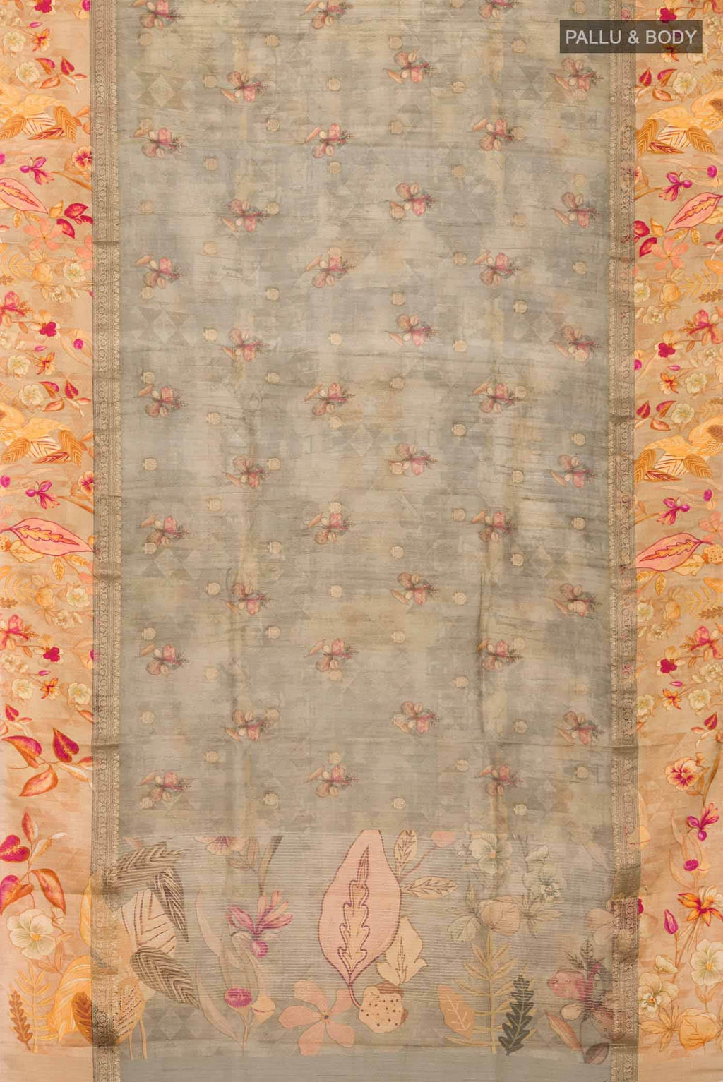 Dark Beige Tussar Silk Saree