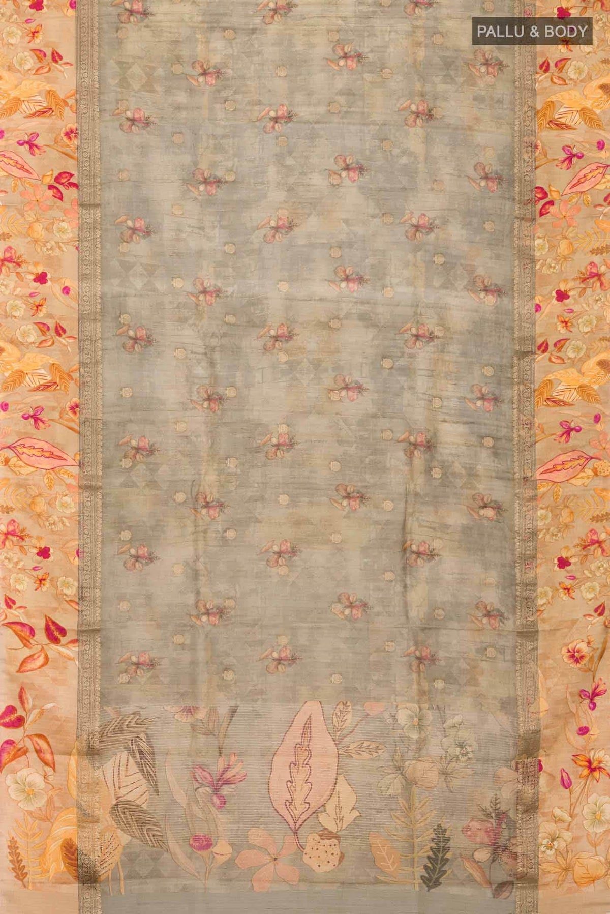 Dark Beige Tussar Silk Saree