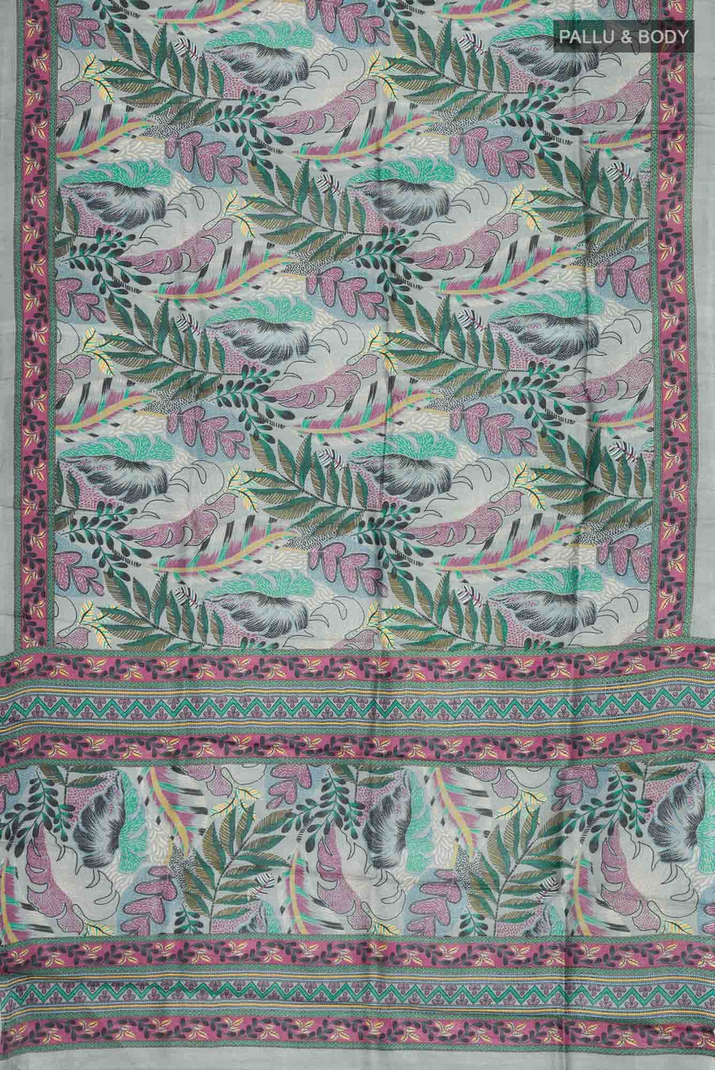 Grey Bhagalpuri Tussar Silk Saree
