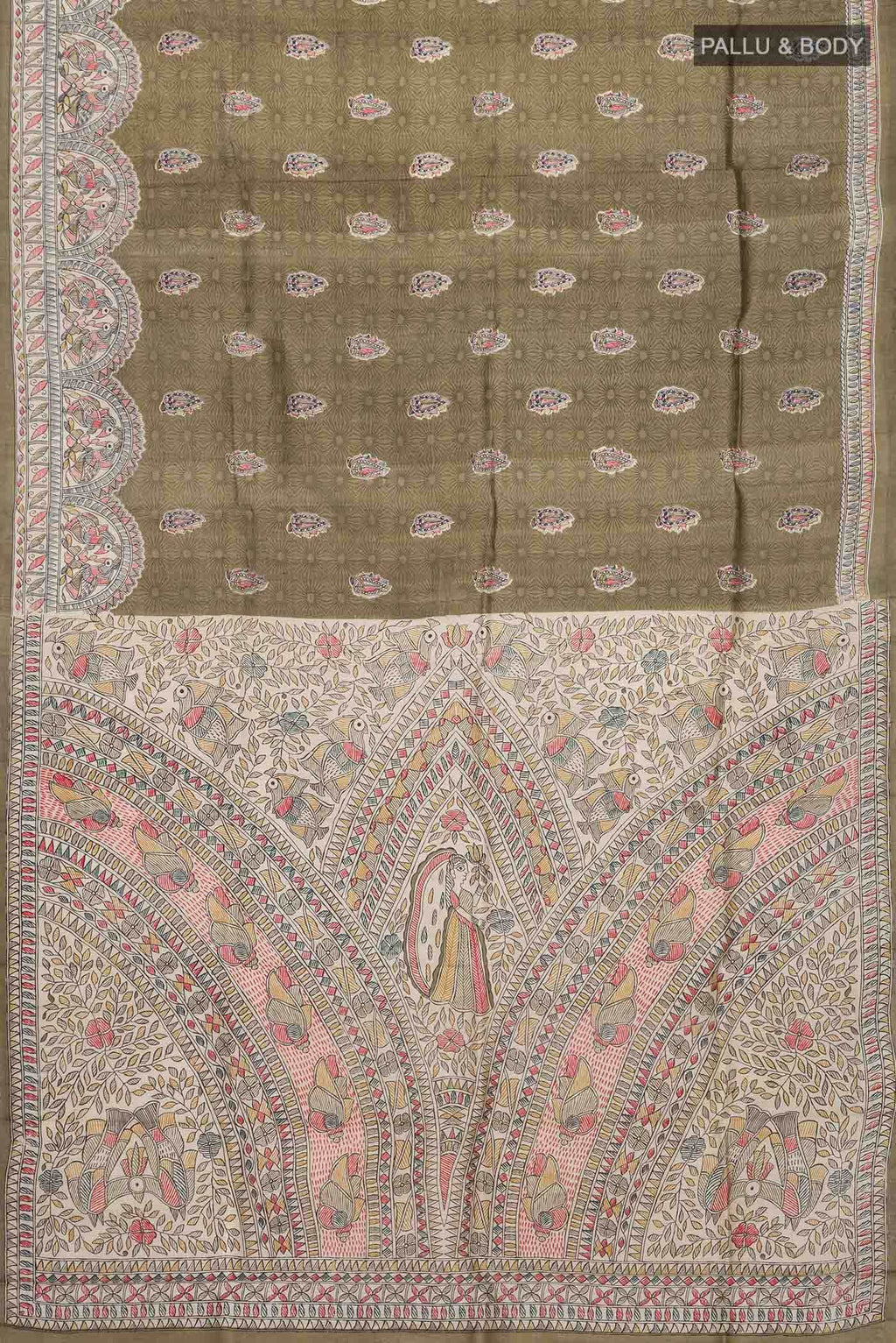 Green Printed Silk Saree