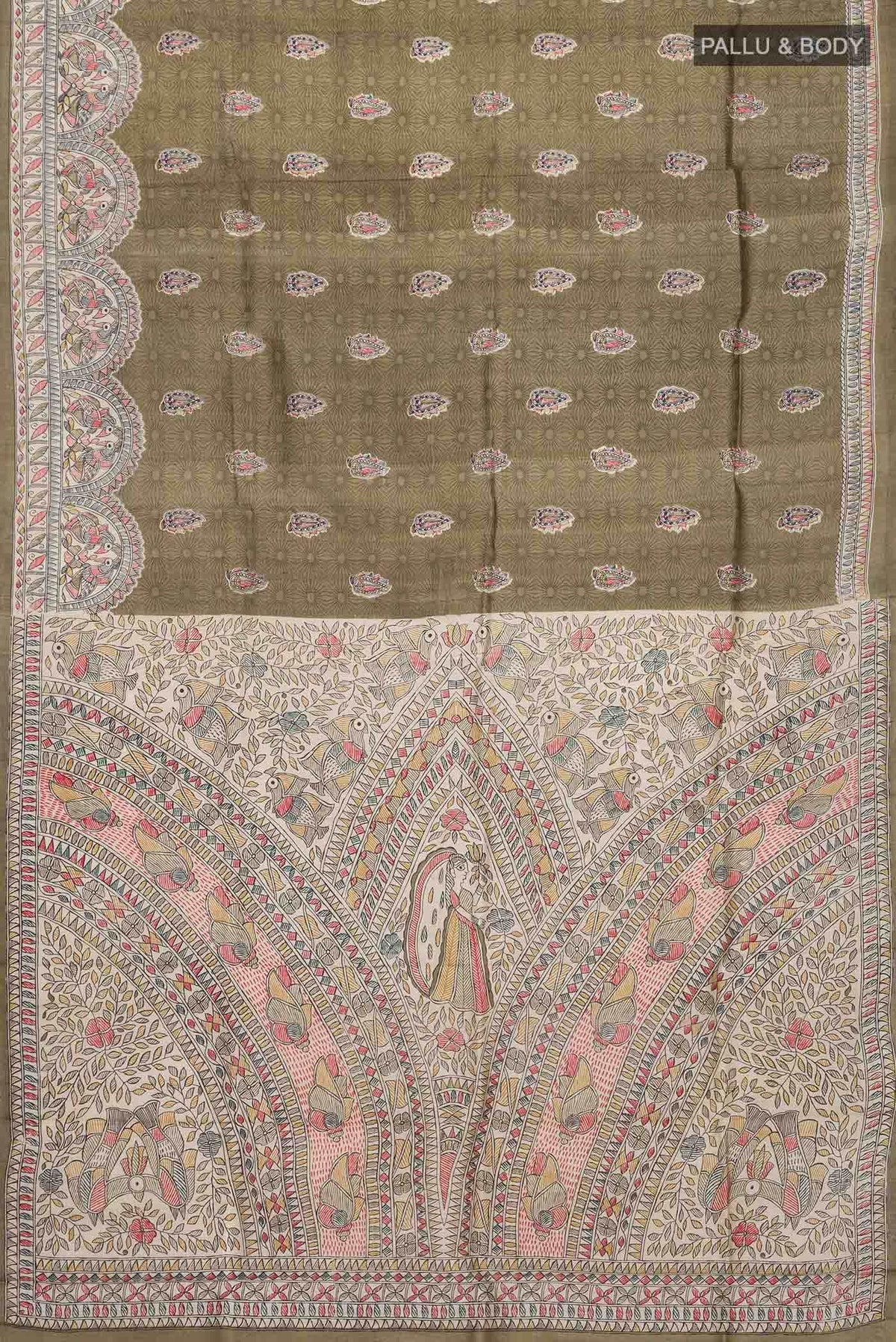 Green Printed Silk Saree