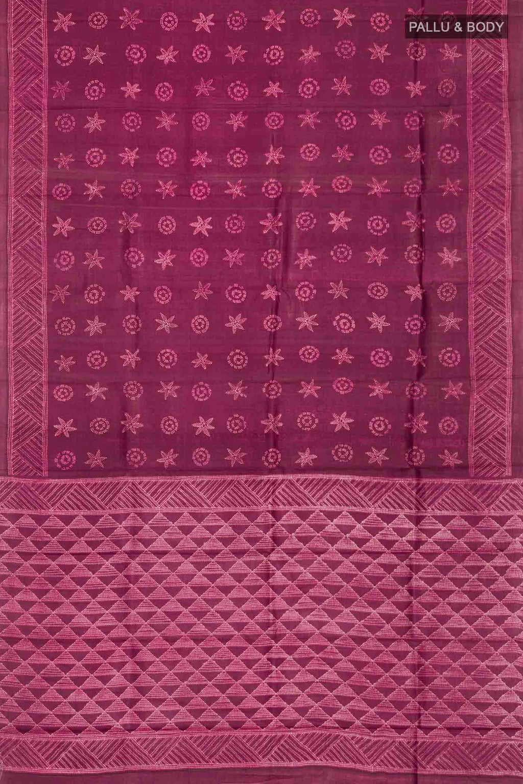 Burgundy Tussar Silk Saree