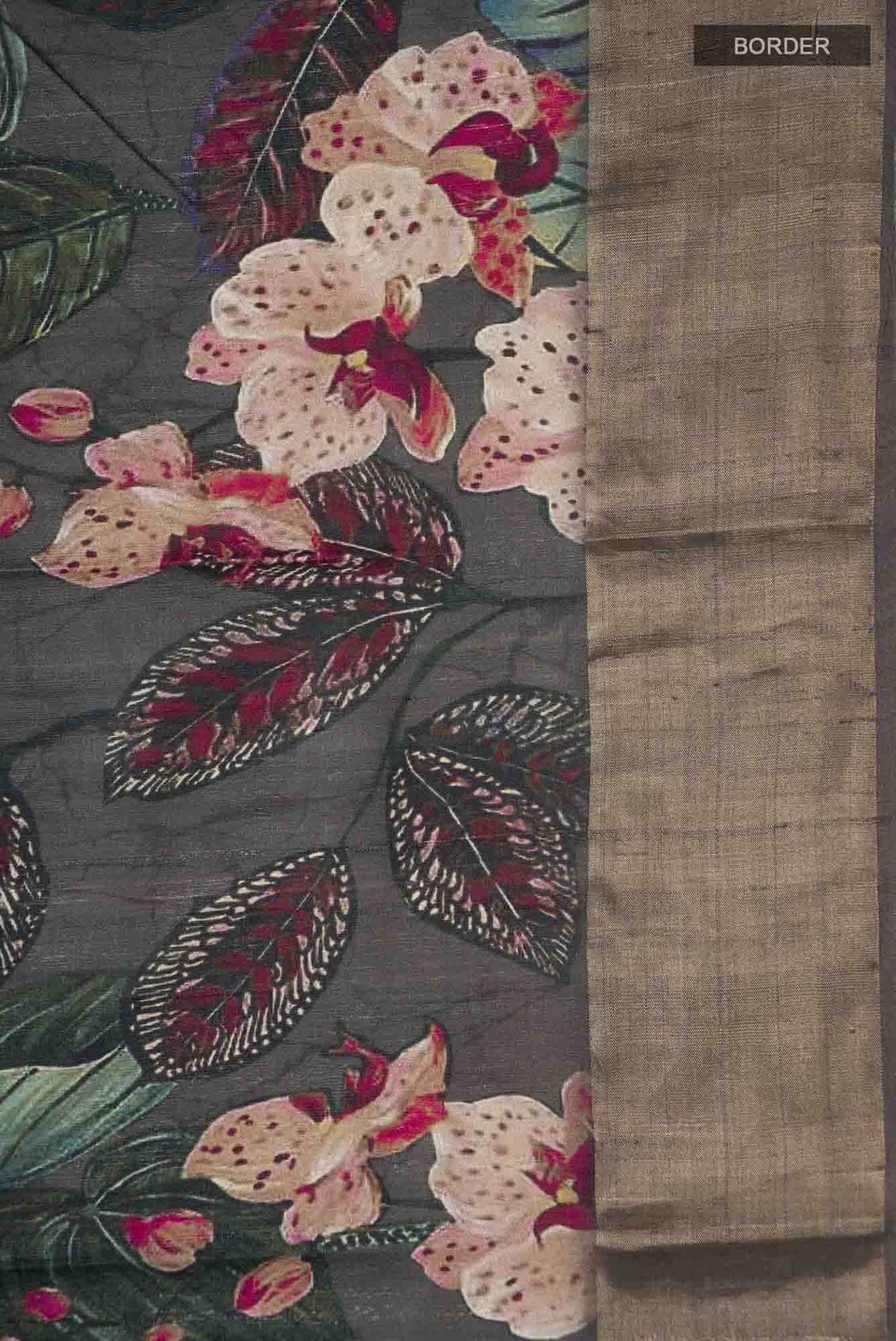 Grey Bhagalpuri Tussar Silk Saree