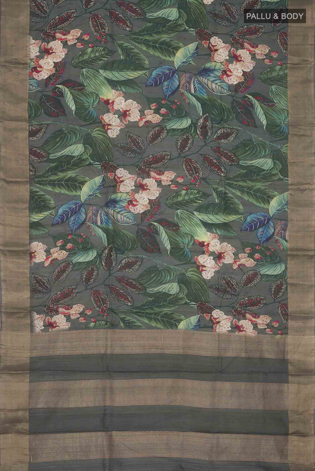 Grey Bhagalpuri Tussar Silk Saree
