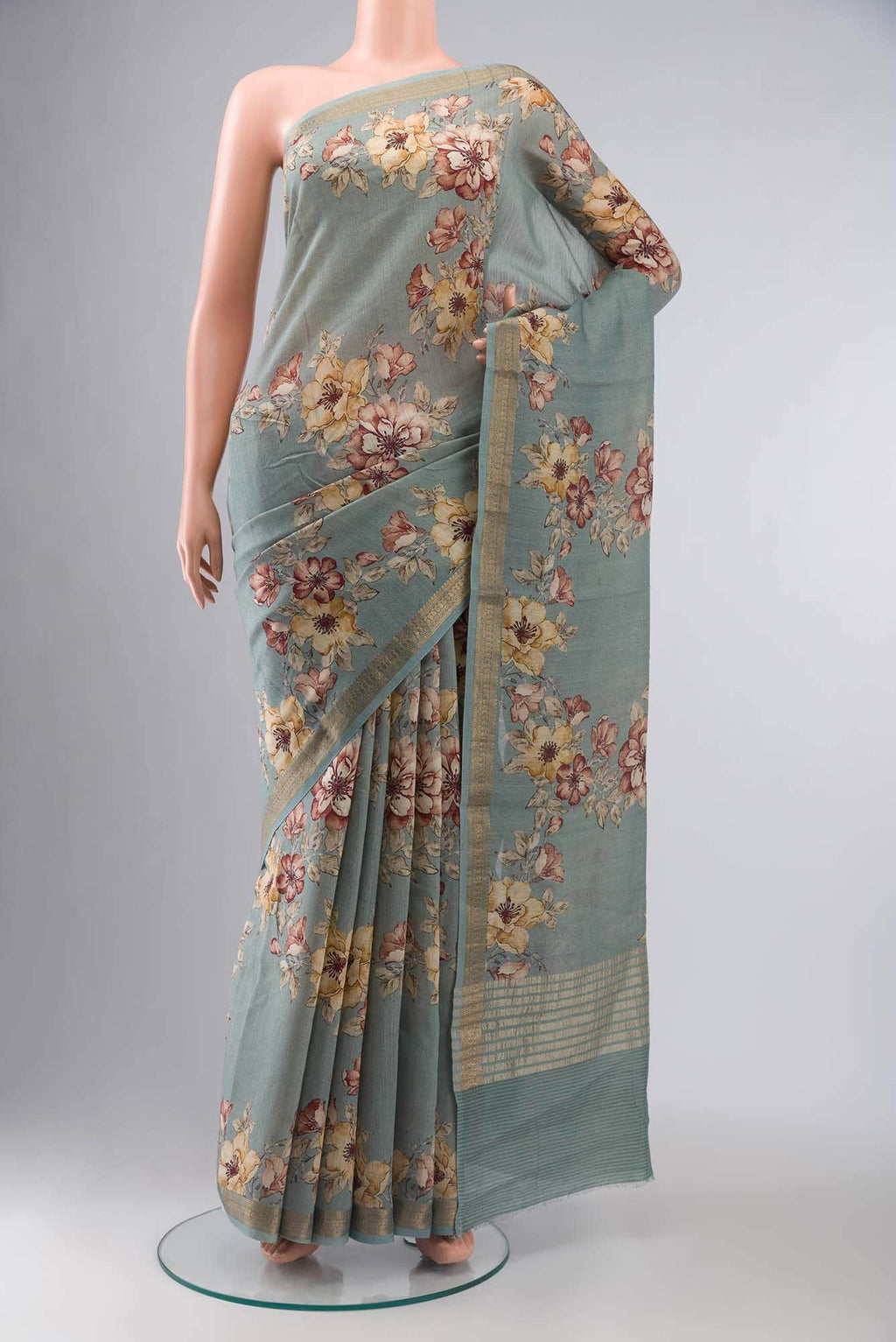 Grey Bhagalpuri Tussar Silk Saree