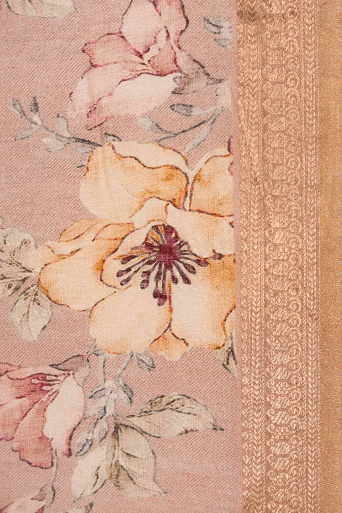 Rose Gold Dual Tone Tussar Silk Saree