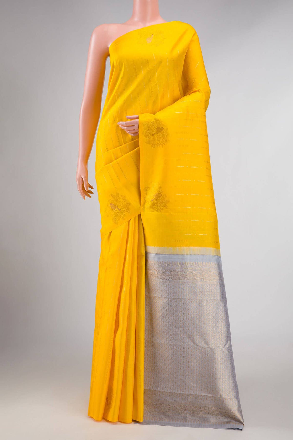 Yellow Dual Tone Kanchipuram Silk Saree