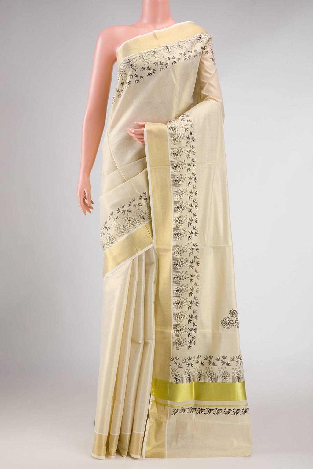 Gold Dual Tone Kerala Cotton Saree