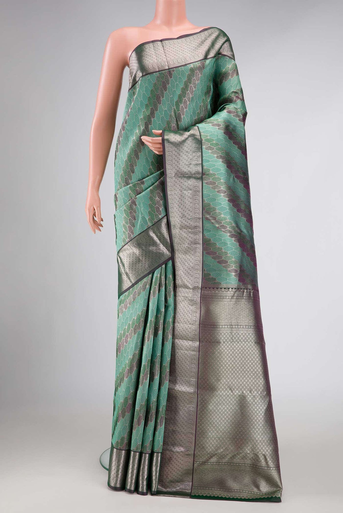 Light Blue Dual Tone Kanchipuram Silk Saree