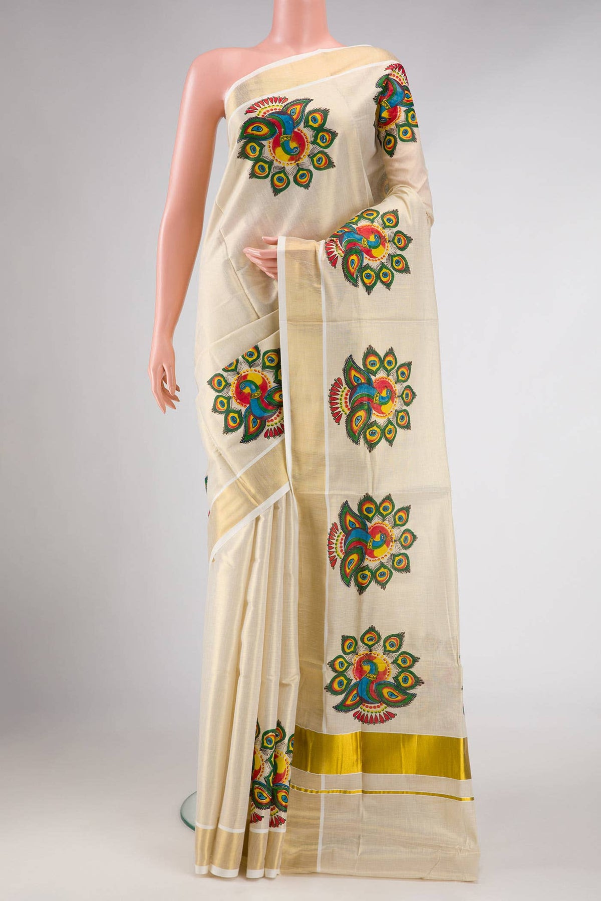 Gold Dual Tone Kerala Cotton Saree
