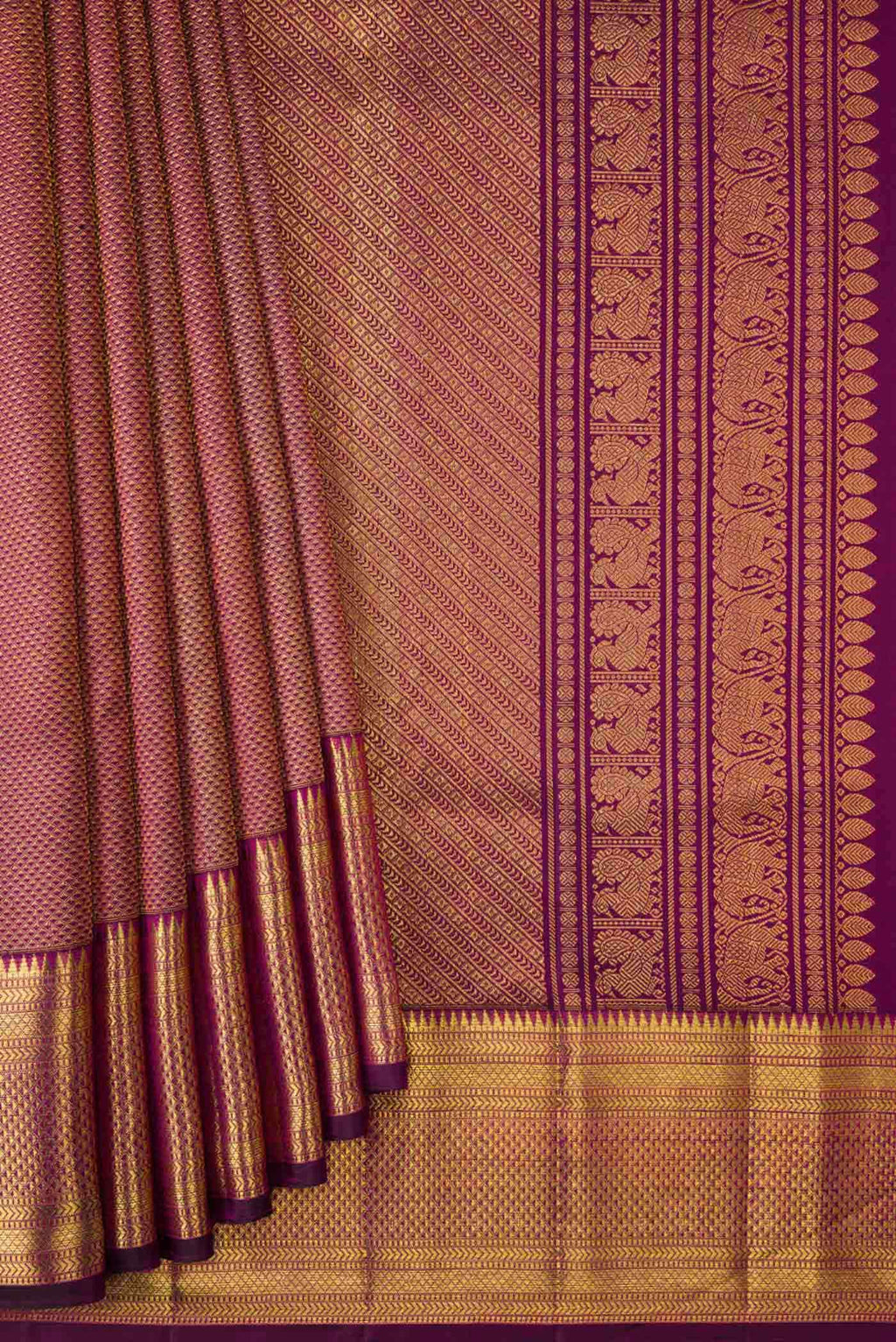 Magenta Dual Tone Kanchipuram Silk Saree