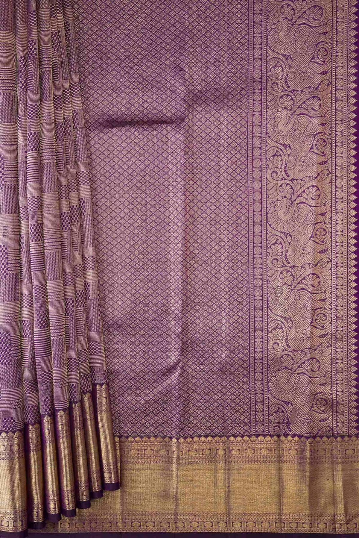 Purple Dual Tone Kanchipuram Silk Saree