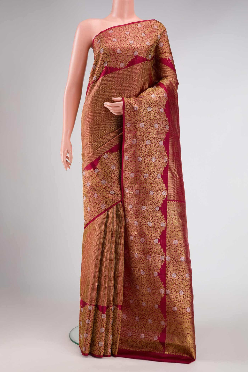 Maroon Dual Tone Kanchipuram Silk Saree