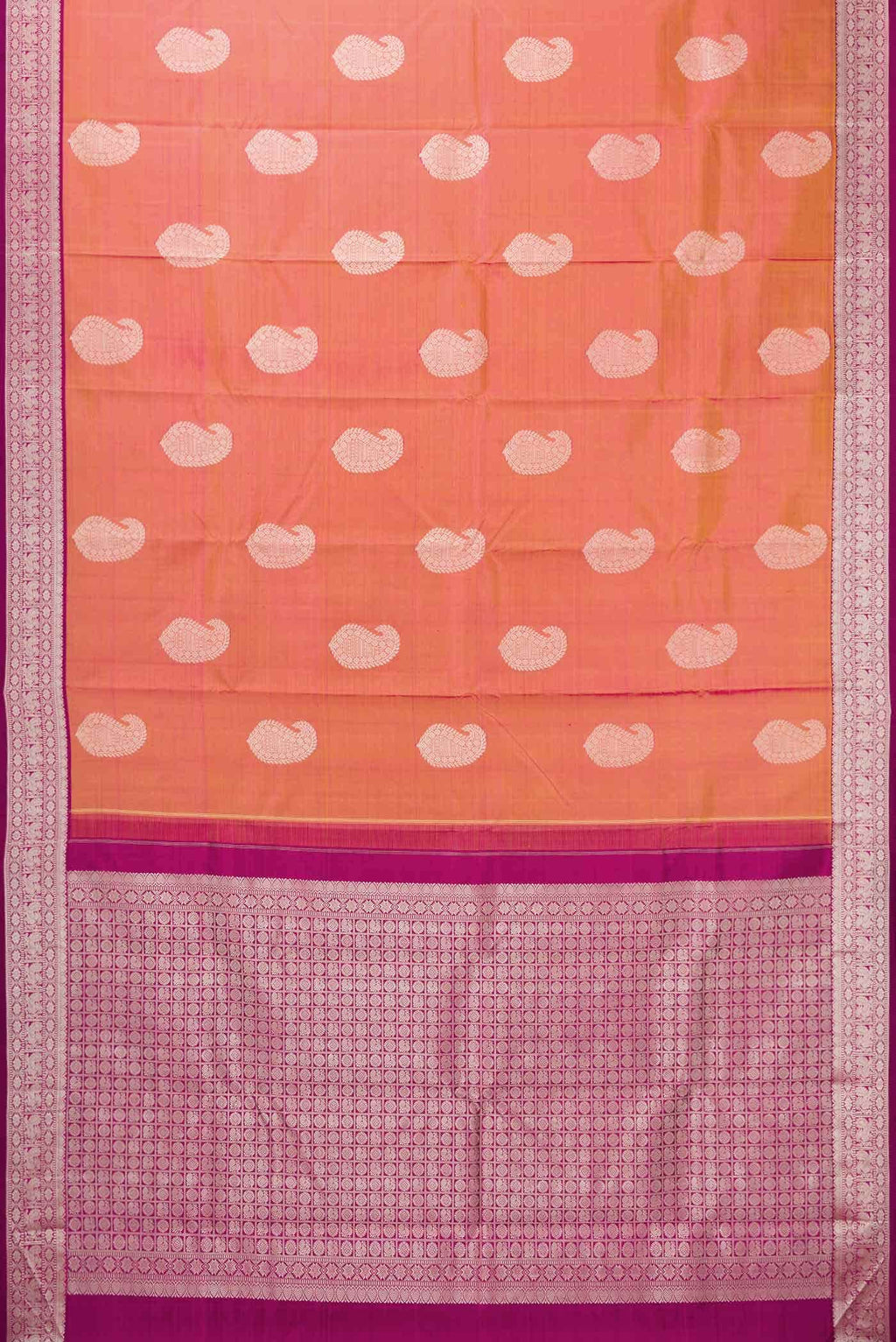 Coral Dual Tone Kanjivaram Silk Saree
