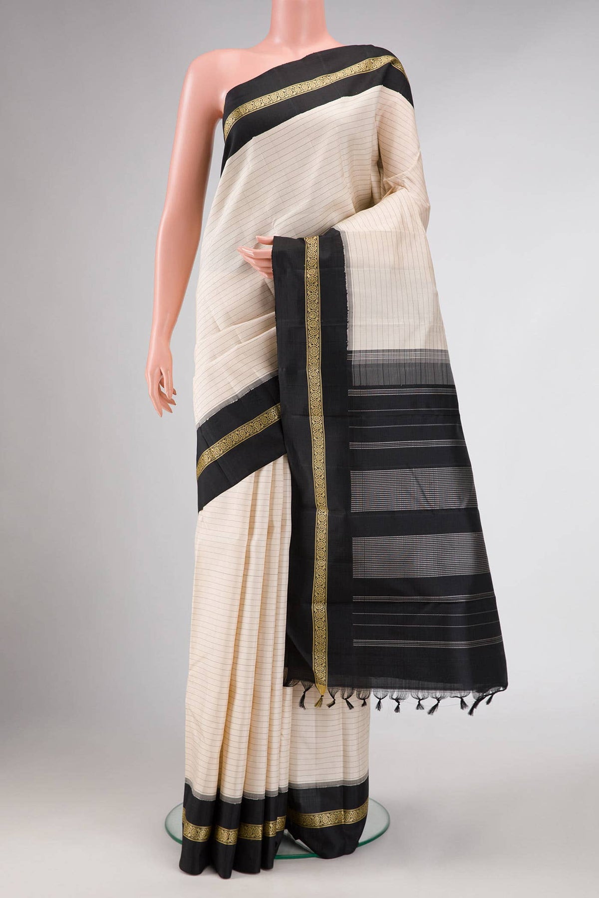 Pure Silk Pure Zari Sandal Dual Tone Kanchipuram Saree