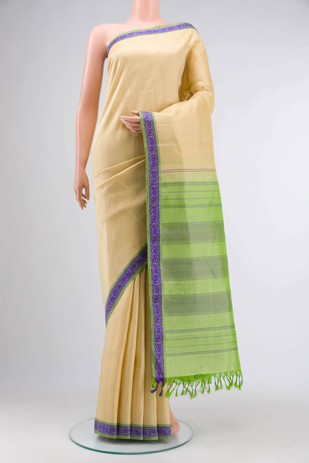 Beige Kanjivaram Silk Saree