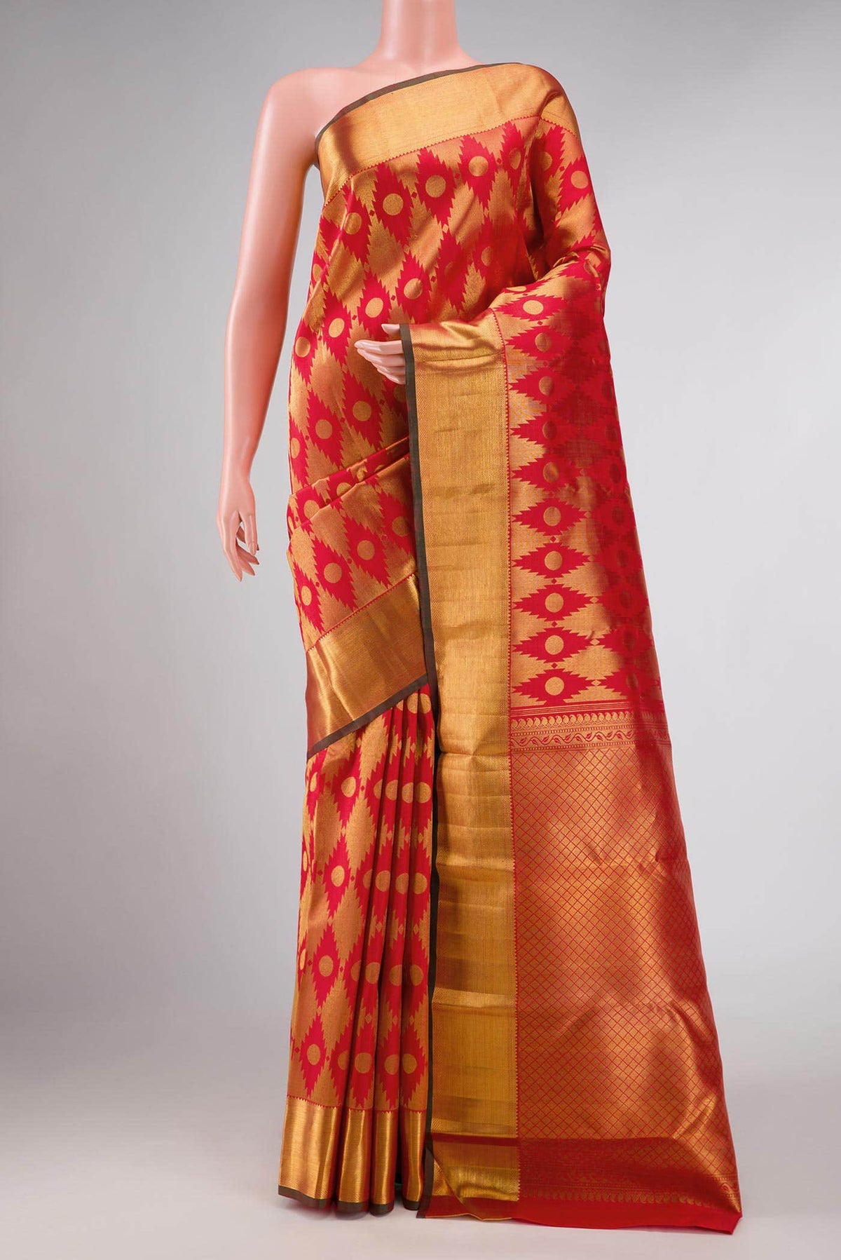Red Dual Tone Kanchipuram Silk Saree