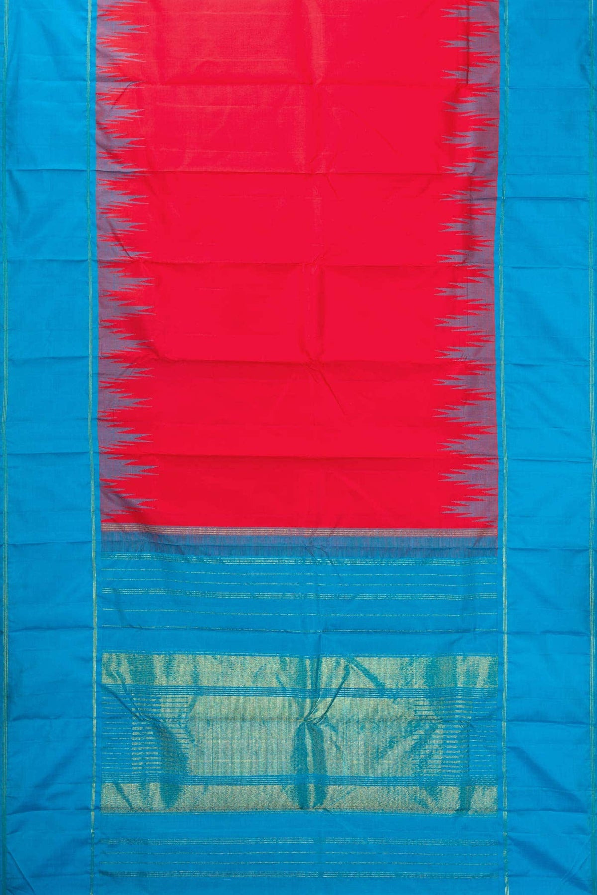 Pure Silk Pure Zari Red Dual Tone Kanjivaram Saree