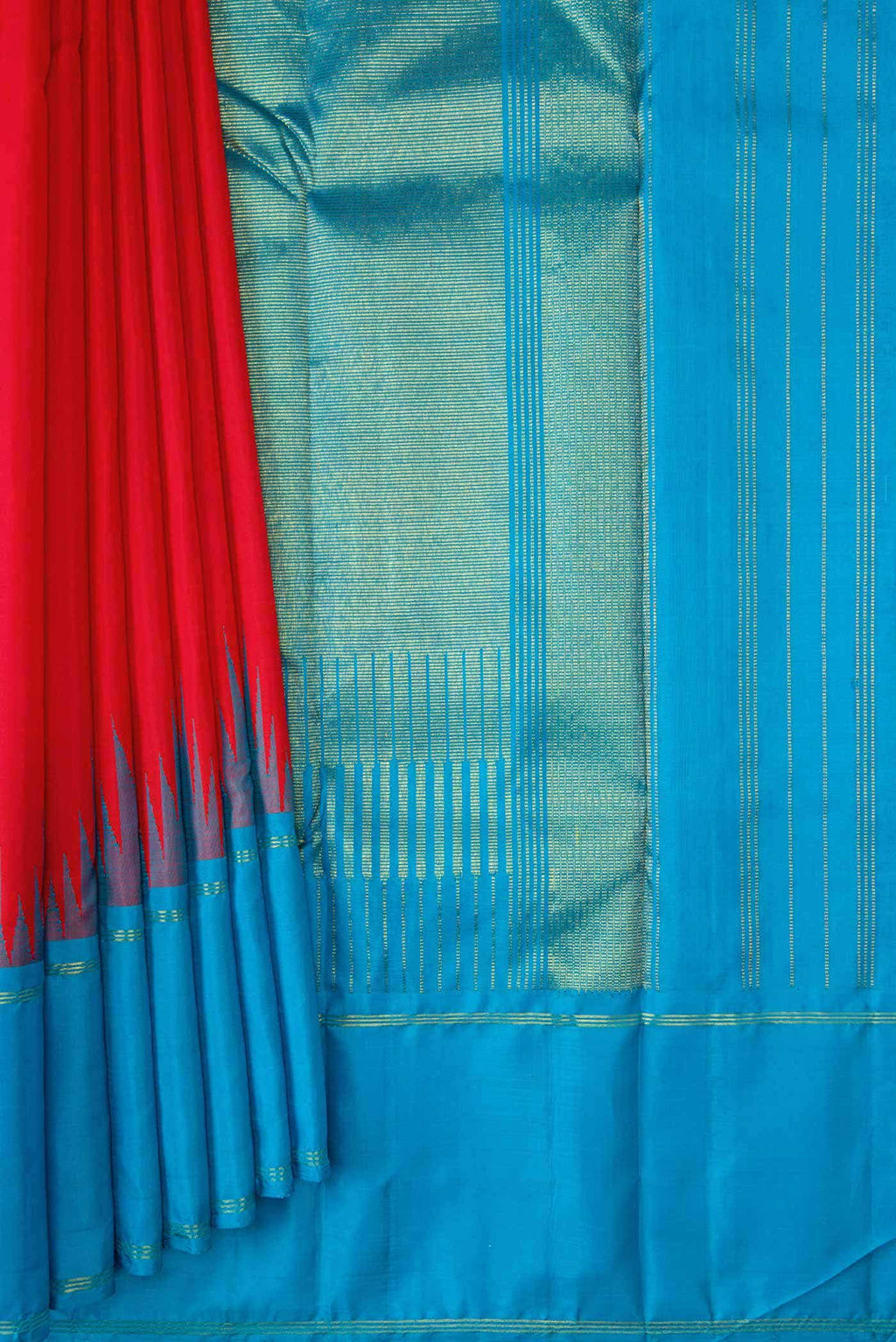 Pure Silk Pure Zari Red Dual Tone Kanjivaram Saree