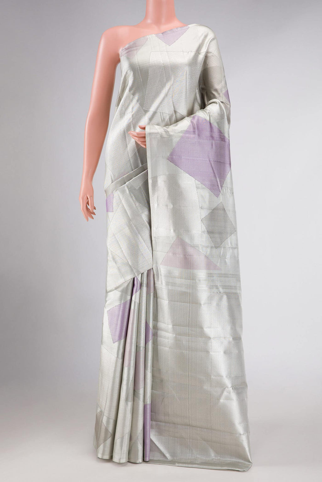 Grey Dual Tone Kanjivaram Tissue Silk Saree