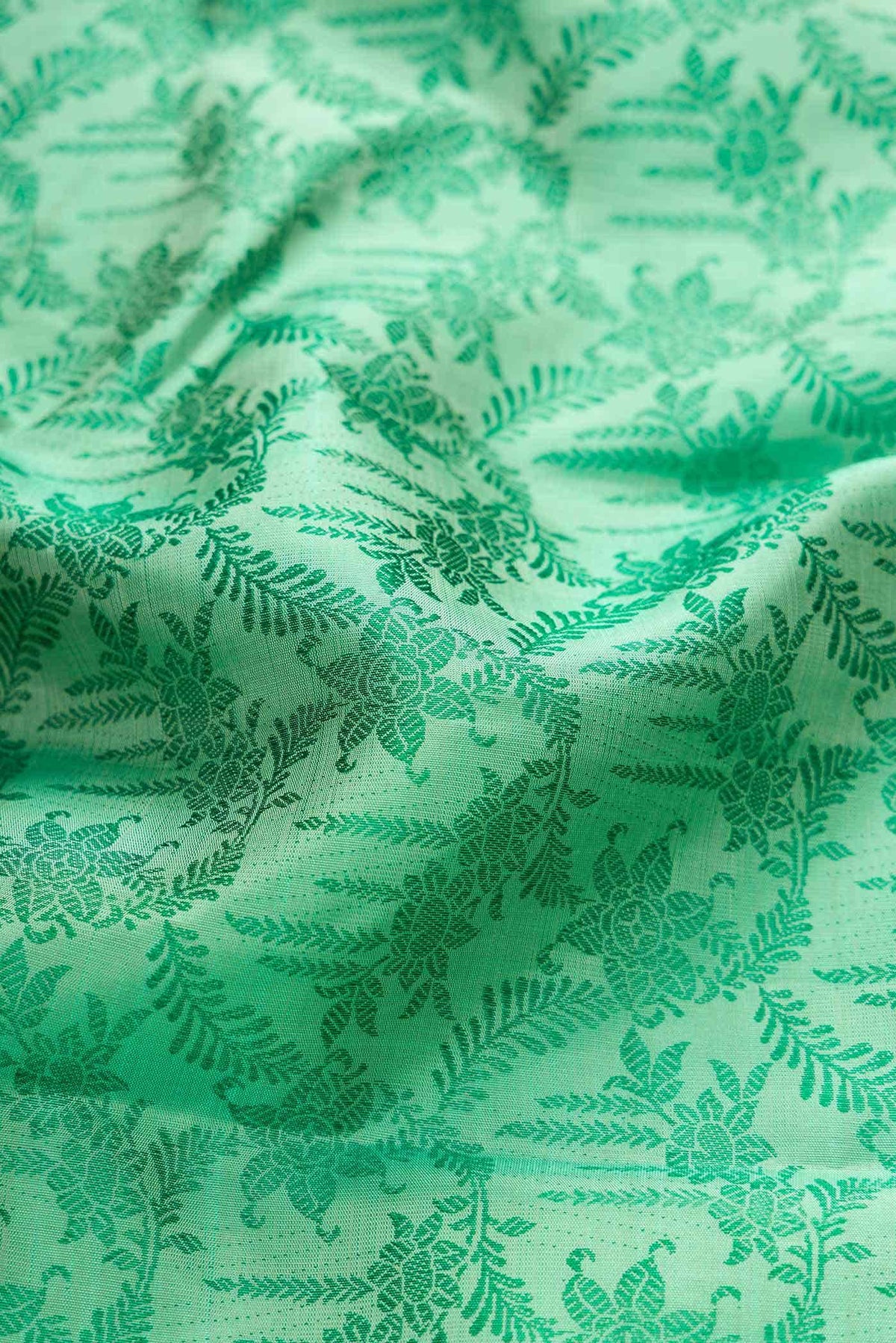 Pure Silk Pure Zari Green Dual Tone Kanchipuram Saree