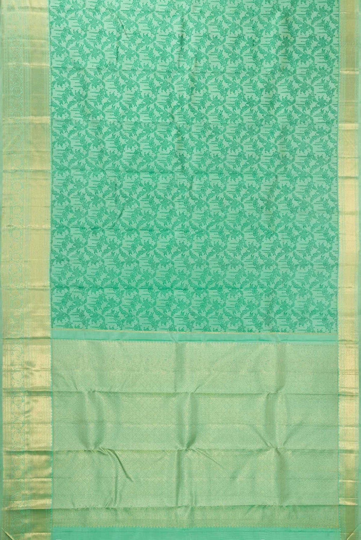 Pure Silk Pure Zari Green Dual Tone Kanchipuram Saree