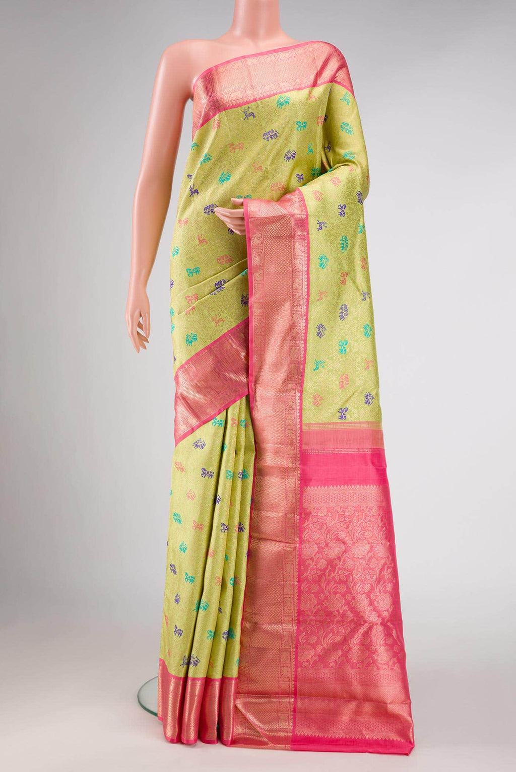 Pista Green Kanchipuram Silk Saree