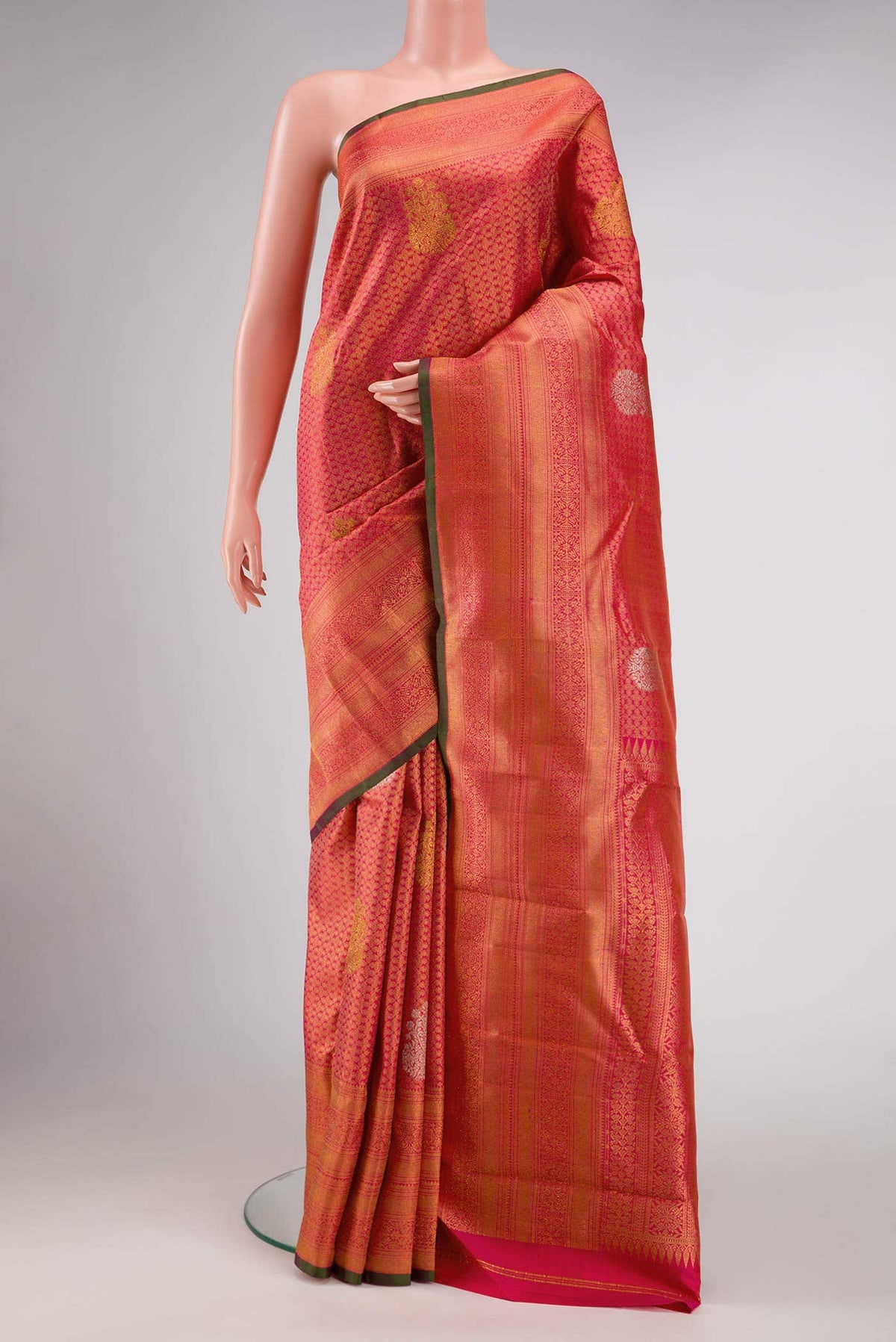 Pink Dual Tone Kanchipuram Silk Saree