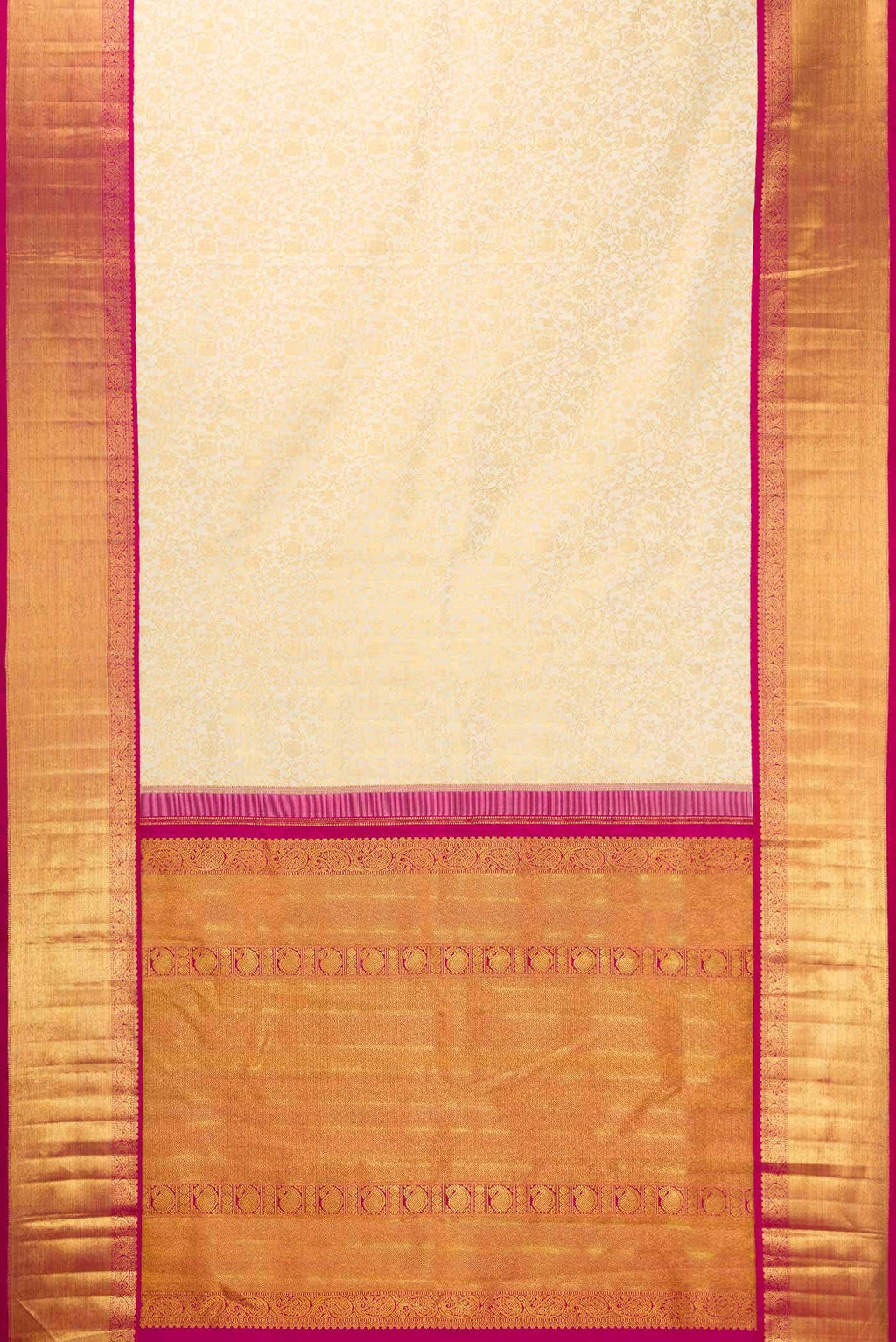 Pure Silk Pure Zari Off White Dual Tone Kanjivaram Saree