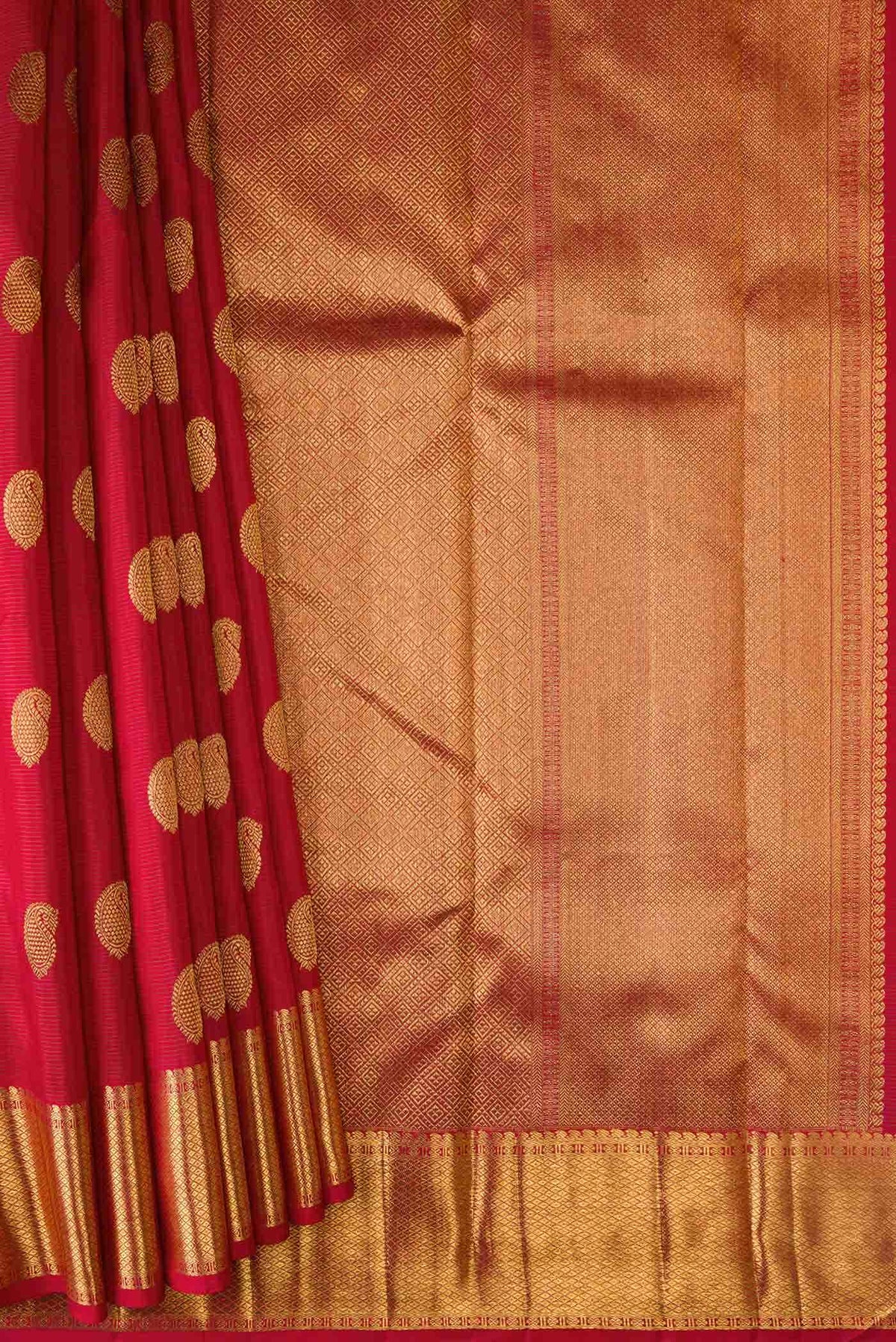 Pure Silk Pure Zari Maroon Dual Tone Kanjivaram Saree