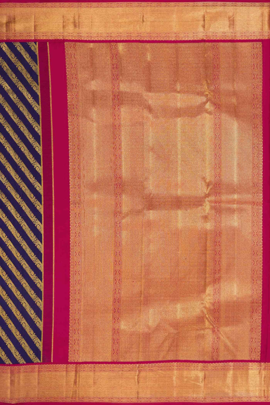 Pure Silk Pure Zari Navy Blue Dual Tone Kanjivaram Saree