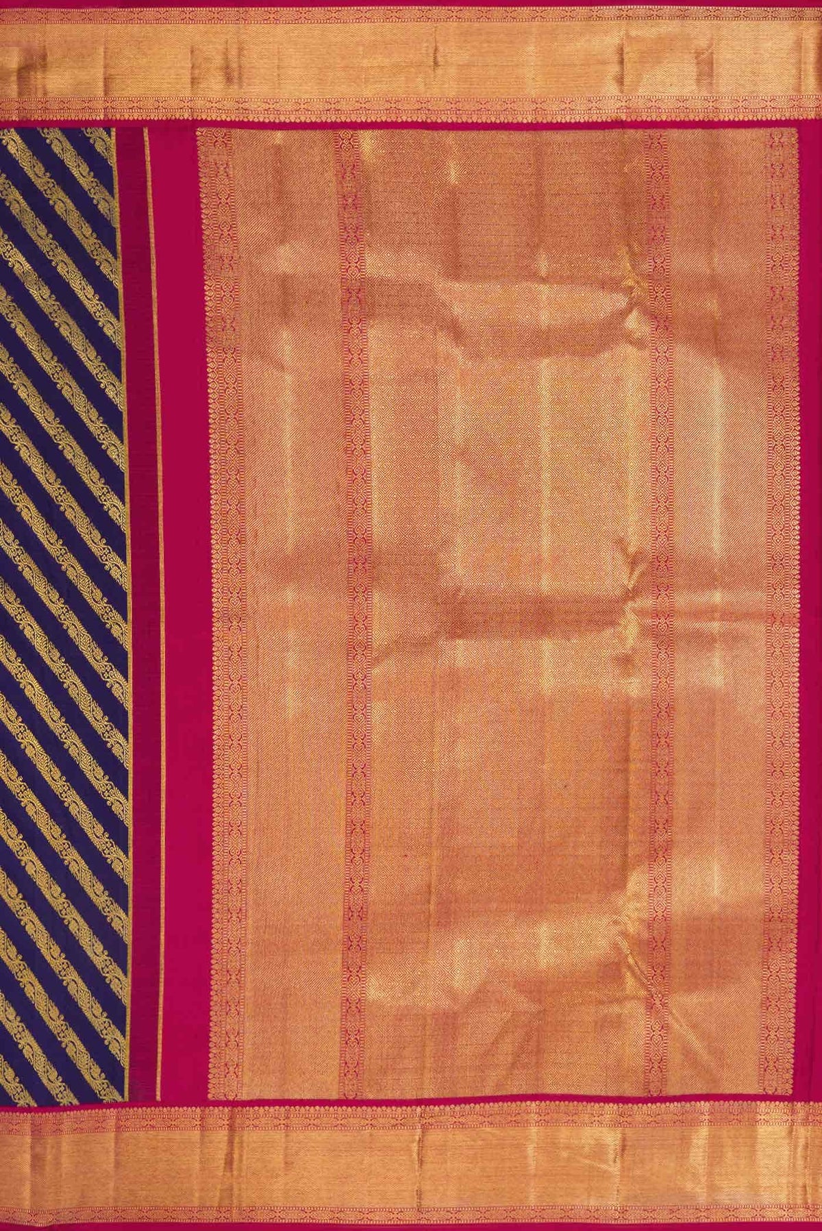 Pure Silk Pure Zari Navy Blue Dual Tone Kanjivaram Saree