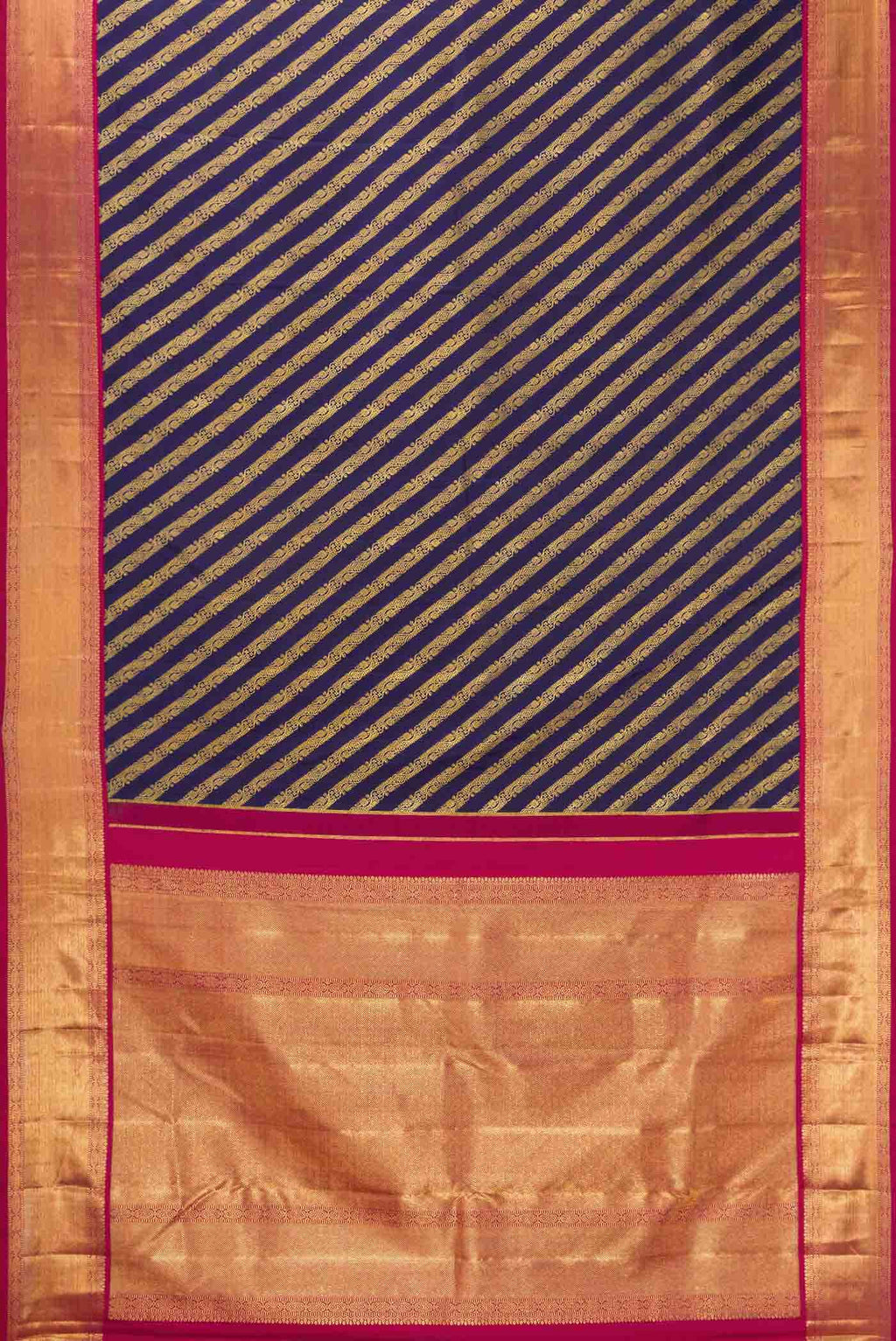 Pure Silk Pure Zari Navy Blue Dual Tone Kanjivaram Saree