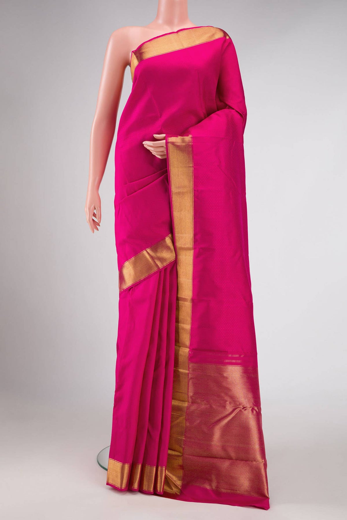 Pure Silk Pure Zari Pink Dual Tone Kanchipuram Saree