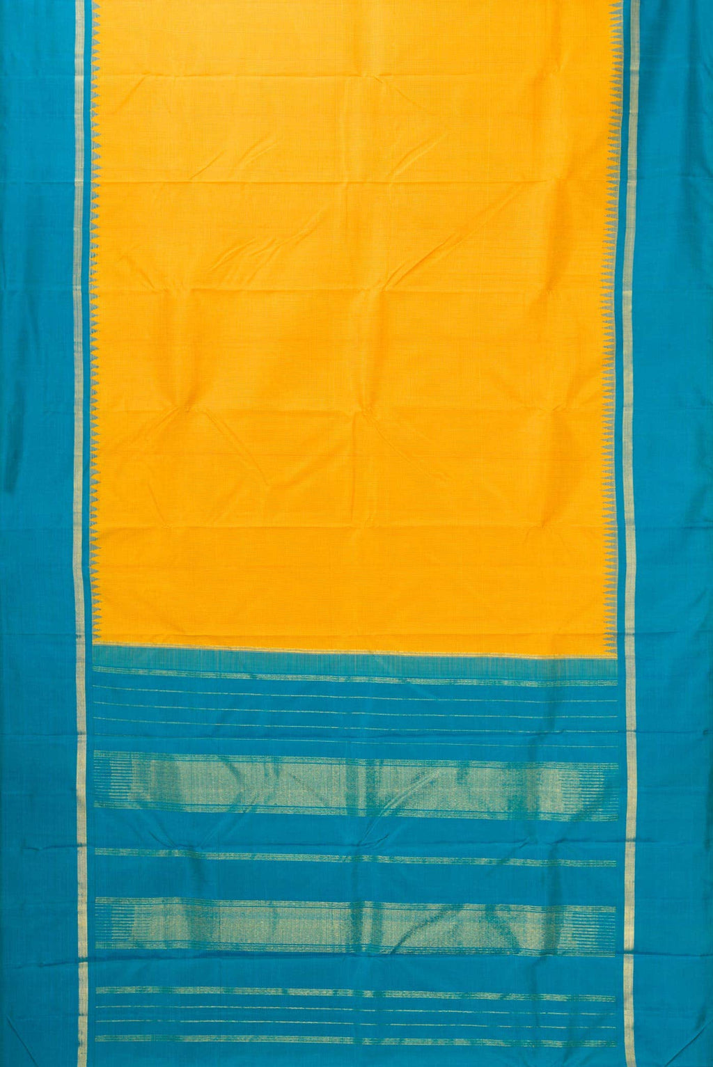Pure Silk Pure Zari Yellow Dual Tone Kanjivaram Saree