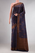 Navy Blue Dual Tone Tussar Silk Saree