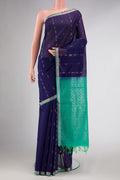 Navy Blue Dual Tone Silk Cotton Saree