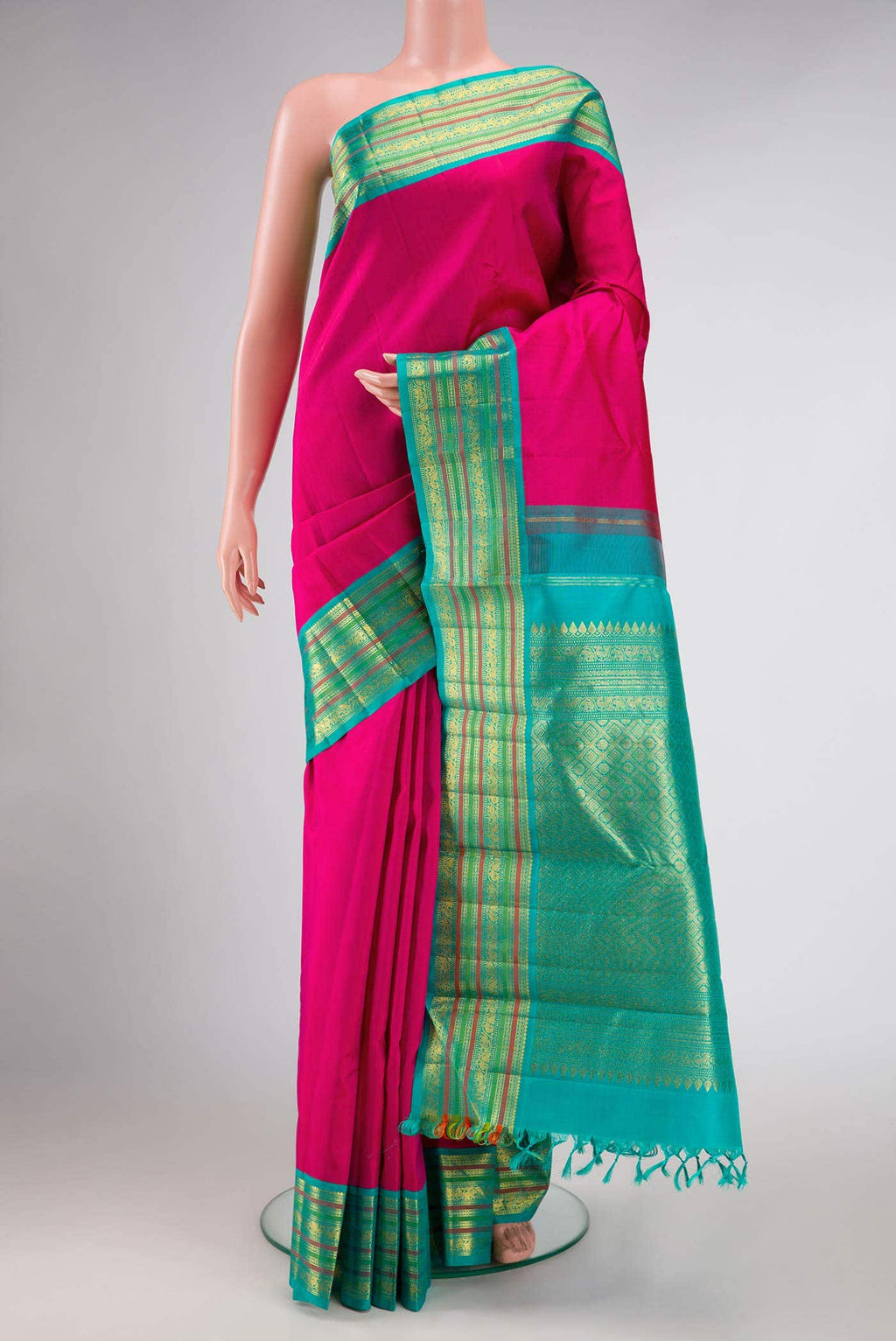Pure Silk Pure Zari Pink Dual Tone Kanjivaram Saree