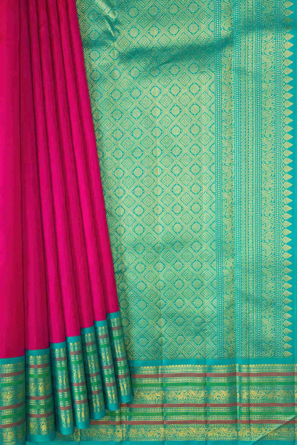Pure Silk Pure Zari Pink Dual Tone Kanjivaram Saree