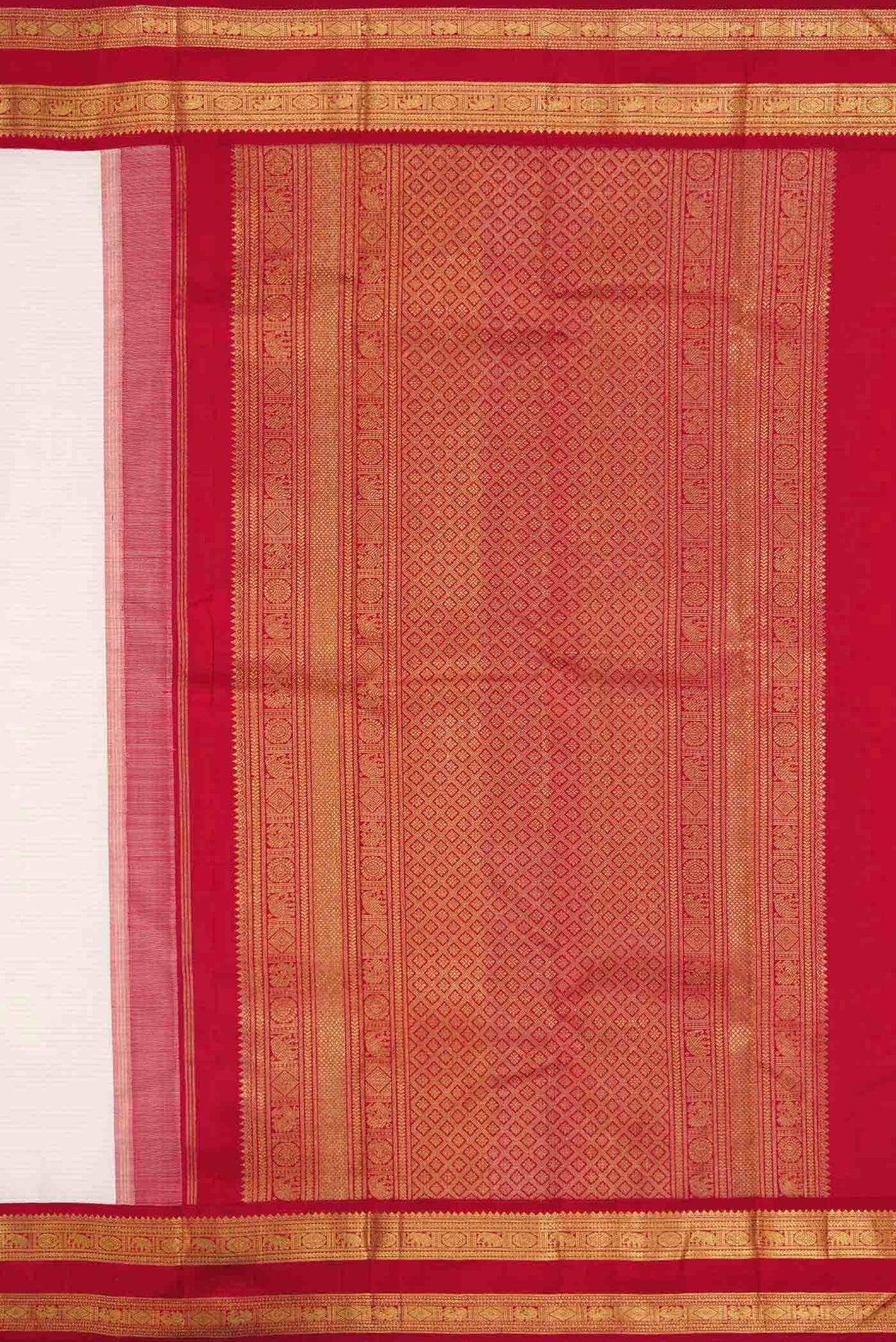 Pure Silk Pure Zari Off White Dual Tone Kanchipuram Saree