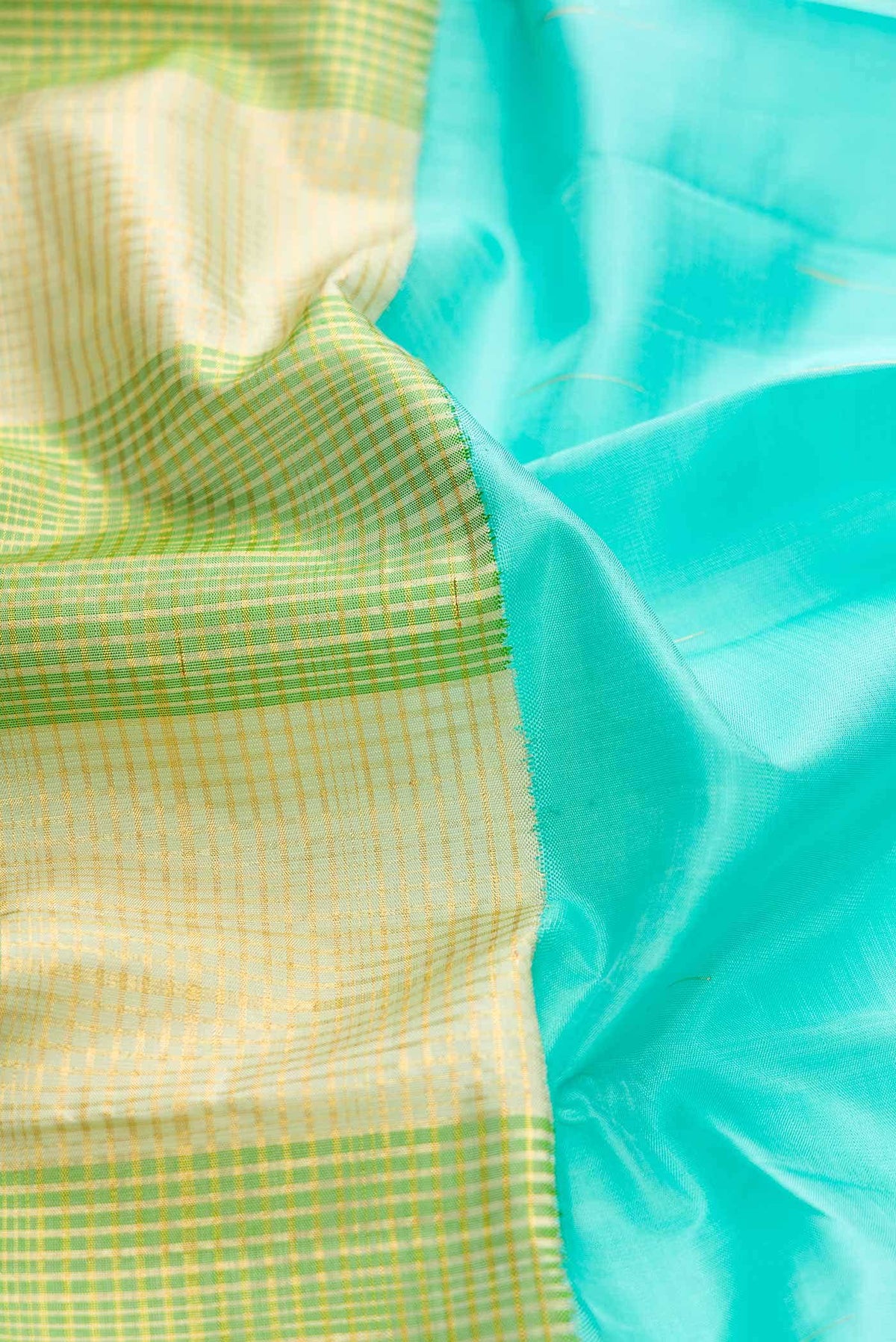 Sky Blue and Green Dual Tone Kanjivaram Silk Saree