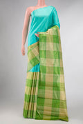 Sky Blue and Green Dual Tone Kanjivaram Silk Saree