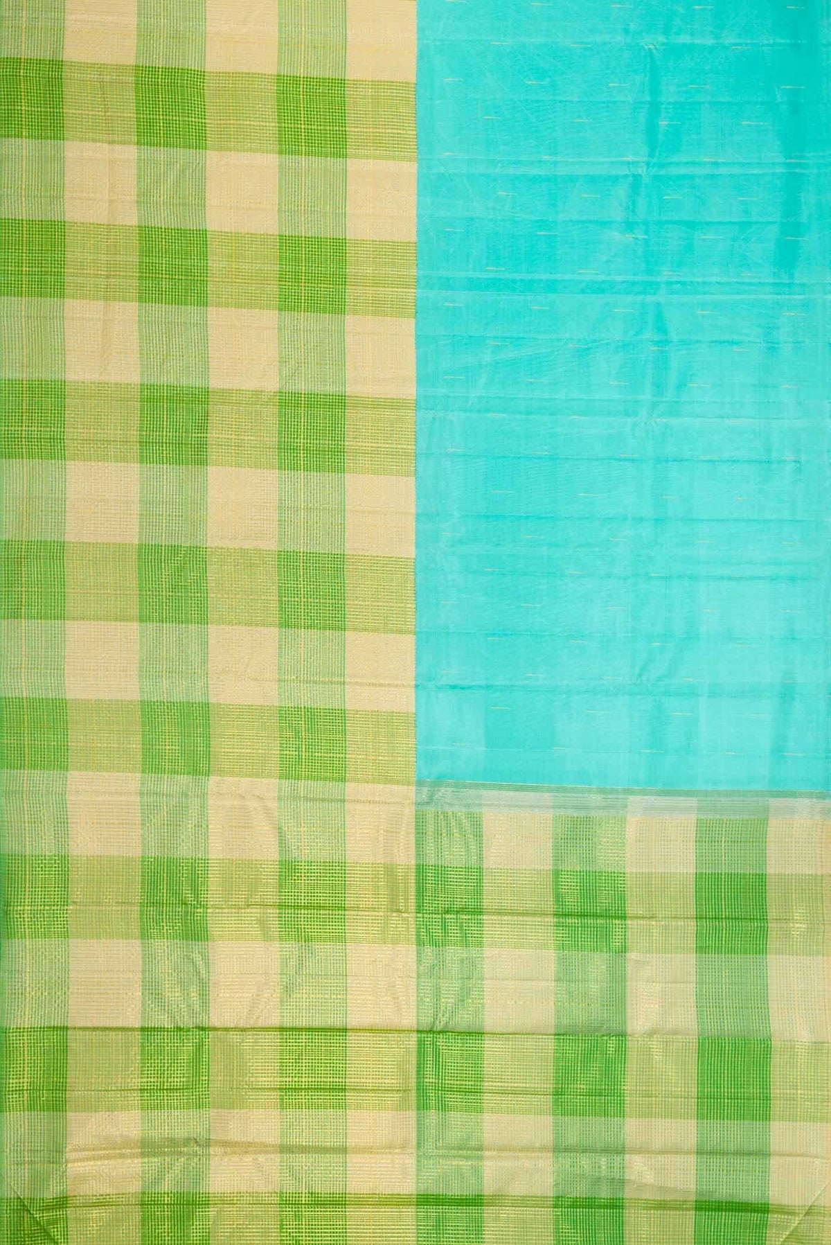 Sky Blue and Green Dual Tone Kanjivaram Silk Saree
