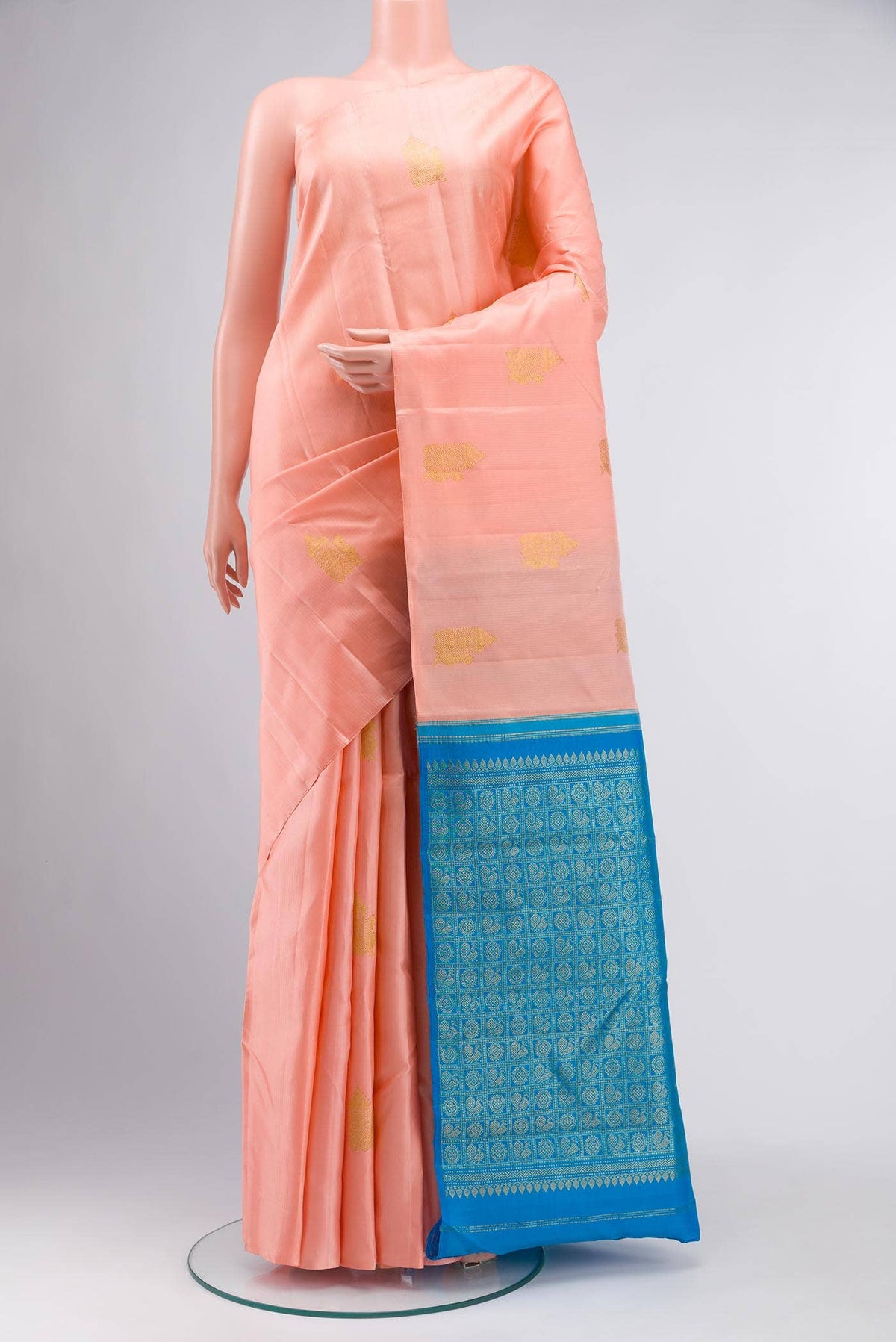 Peach Kanchipuram Silk Saree