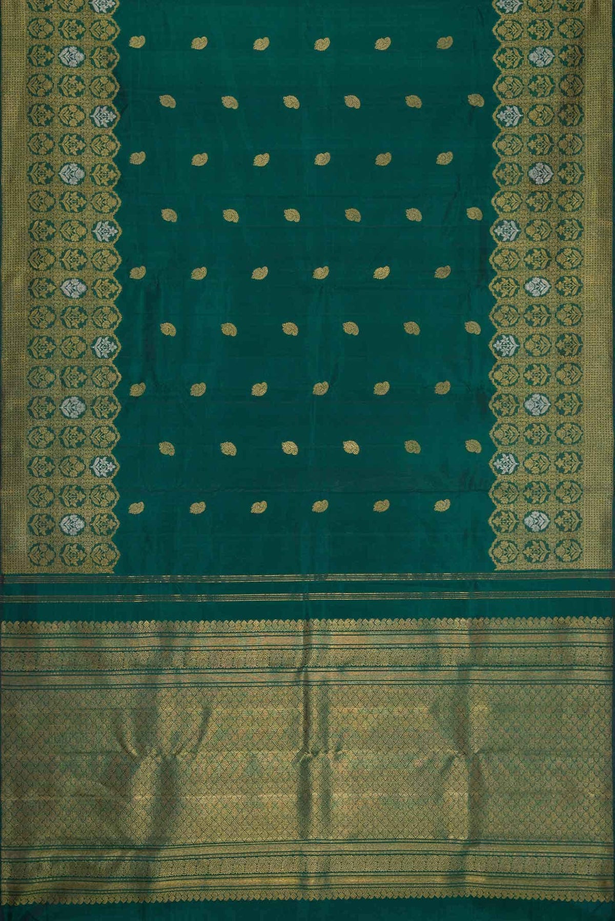 Bottle Green Dual Tone Kanchipuram Silk Saree