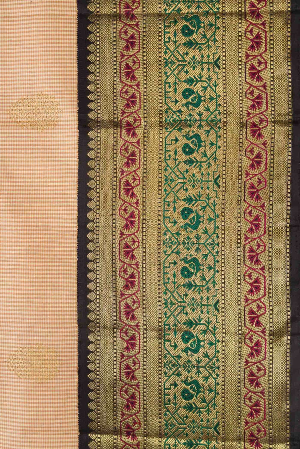 Pure Silk Pure Zari Beige Dual Tone Kanjivaram Saree