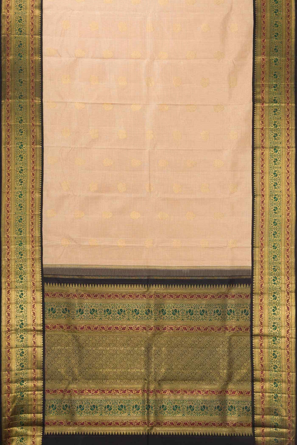 Pure Silk Pure Zari Beige Dual Tone Kanjivaram Saree