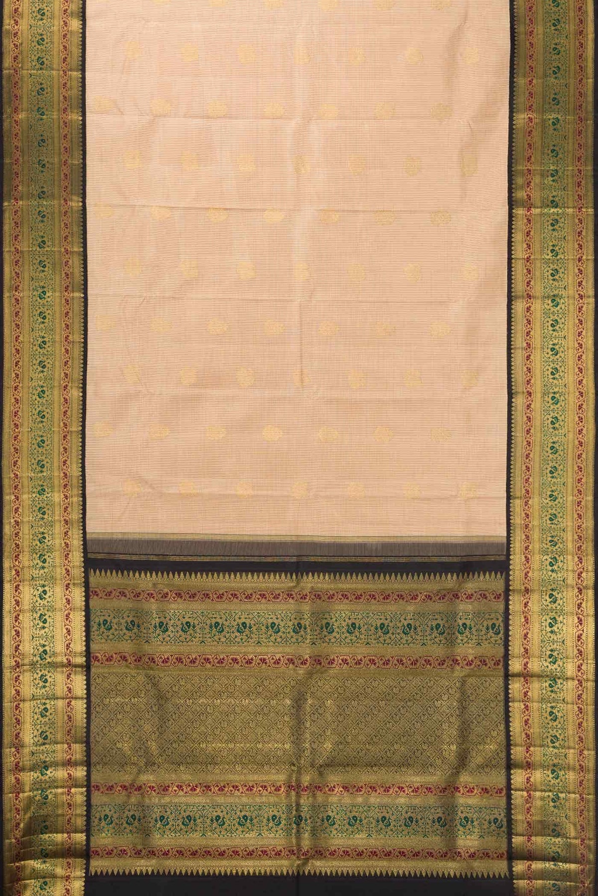Pure Silk Pure Zari Beige Dual Tone Kanjivaram Saree